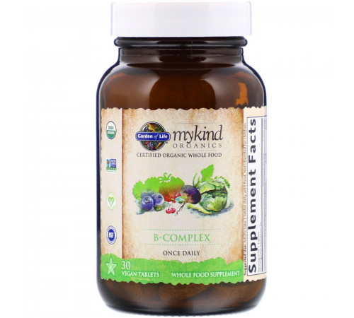 Комплекс витаминов группы B, MyKind Organics, Garden of Life, 30 таблеток
