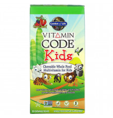 Жевательные мультивитамины для детей со вкусом вишни, Garden of Life, Vitamin Code, 30 штук
