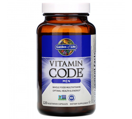 Мультивитамины из цельных продуктов для мужчин, Vitamin Code Men, Garden of Life, 120 вегетарианских капсул