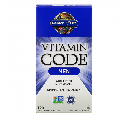 Мультивитамины из цельных продуктов для мужчин, Vitamin Code Men, Garden of Life, 120 вегетарианских капсул