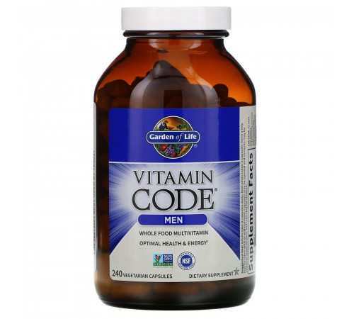 Мультивитамины для мужчин, Vitamin Code Men, Garden of Life, 240 вегетарианских капсул