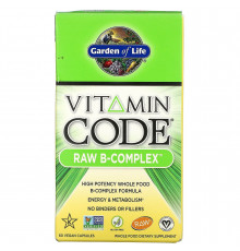 Комплекс витаминов группы B, Vitamin Code Raw B-Complex, Garden of Life, 60 веганских капсул