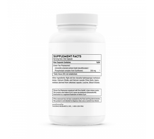 Фитосомы зелёного чая, Green Tea Phytosome, Thorne, 60 капсул