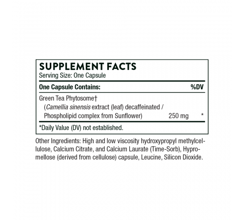 Фитосомы зелёного чая, Green Tea Phytosome, Thorne, 60 капсул