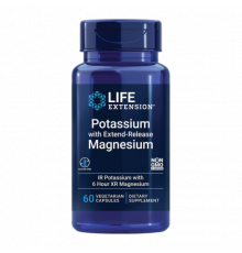 Калий с магнием пролонгированного действия, Potassium with Extend-Release Magnesium, Life Extension, 60 вегетарианских капсул