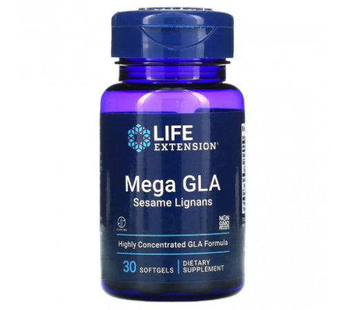 Добавка с ГЛК и кунжутными лигнанами, Mega GLA, Life Extension, 30 таблеток