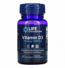 Витамин Д3, Vitamin D3, Life Extension, 60 капсул