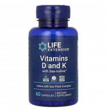 Витамины D и К с йодом, Vitamins D and K with Sea-Iodine, Life Extension, 60 капсул