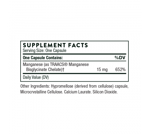 Бисглицинат марганца, Manganese Bisglycinate, Thorne, 60 капсул