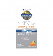 Рыбий жир с Омега-3 Апельсин, MINAMI Supercritical Platinum Omega 3 Fish Oil Supplement, Orange, Garden of life, 30 капсул