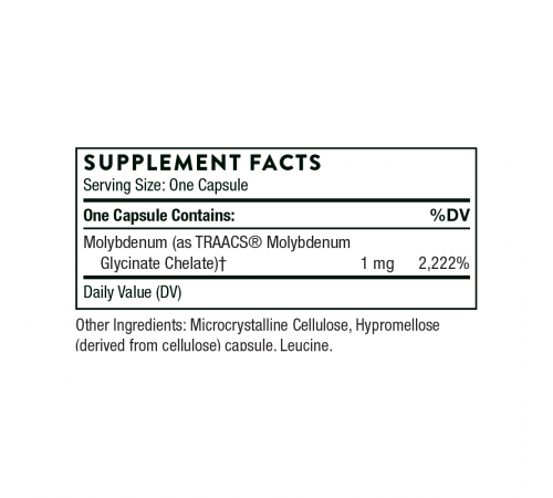 Глицинат молибдена, Molybdenum Glycinate, Thorne, 60 капсул