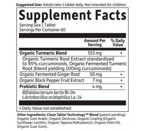 Куркума, Organics Extra Strength Turmeric Inflammatory Response, Garden of life, 60 веганских таблеток