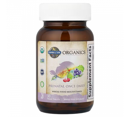 Мультивитамины для беременных, Organics Once Daily Prenatal, Garden of Life, 30 веганских таблеток