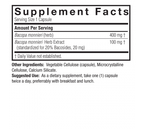 Бакопа, Bacopa Capsules, Nature's Answer, 90 вегетарианских капсул