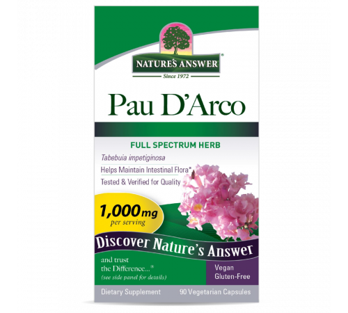 Экстракт коры муравьиного дерева, Pau D’arco, Nature's Answer, 90 вегетарианских капсул