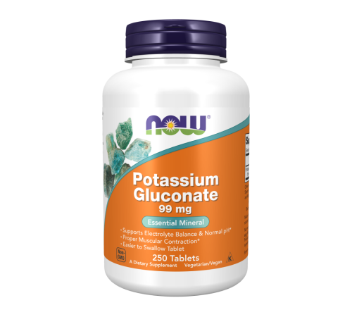 Глюконат калия, Potassium Gluconate, Now Foods, 250 таблеток