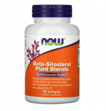 Растительные стеролы с бета-ситостеролом, Beta-Sitosterol Plant Sterols, Now Foods, 90 мягких таблеток