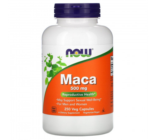 Мака, Maca, Now Foods, 250 вегетарианских капсул