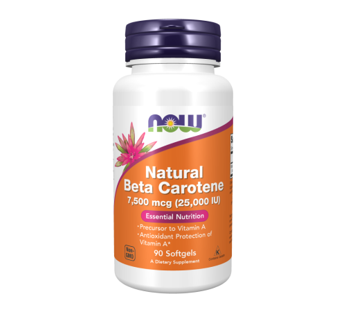 Бета-каротин (Витамин А), Natural Beta Carotene, Now Foods, 90 капсул