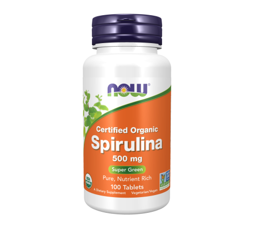 Органическая спирулина, Spirulina, Now Foods, 100 таблеток