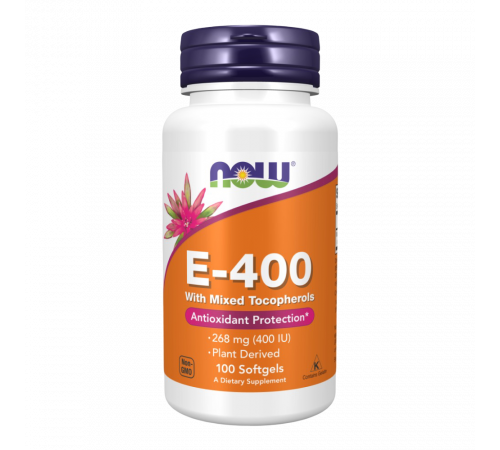 Витамин E со смешанными токоферолами, Vitamin E, Now Foods, 100 капсул