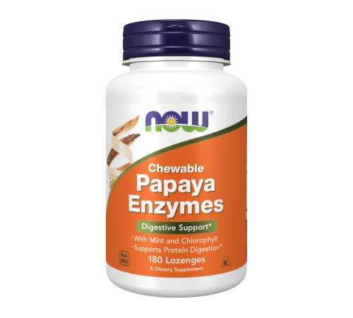 Жевательные пастилки с ферментами папайи, Papaya Enzymes, Now Foods, 180 жевательных пастилок