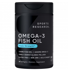 Рыбий жир с Омега-3, Omega-3 Fish Oil AlaskOmega, Sports Research, 180 капсул