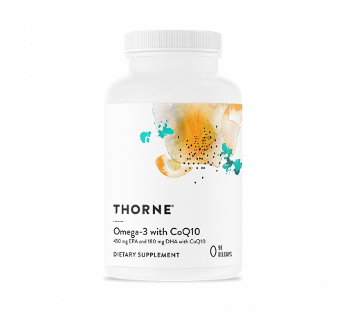 Омега-3 с коэнзимом Q10, Omega-3 with CoQ10, Thorne, 90 капсул