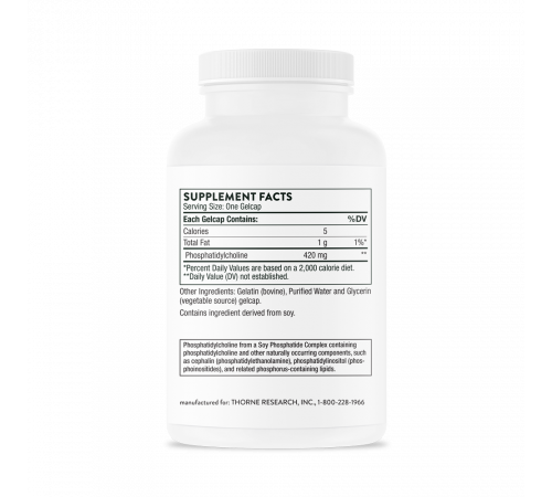 Фосфатидилхолин, Phosphatidyl Choline, Thorne, 60 капсул