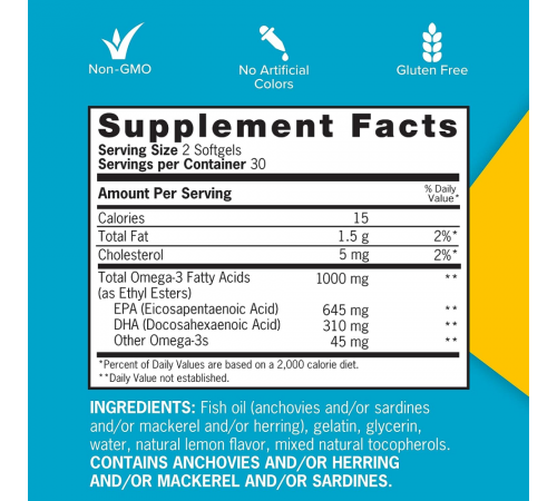 Омега-3, Omega-3 Mini Softgels, Qunol, 60 капсул
