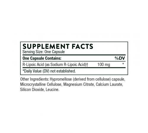 R-липоевая кислота, R-lipoic acid, Thorne, 60 капсул