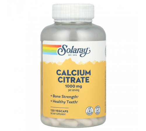 Цитрат кальция, Calcium Citrate, Solaray, 120 растительных капсул