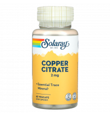 Цитрат меди, Copper Citrate, Solaray, 60 вегетарианских капсул