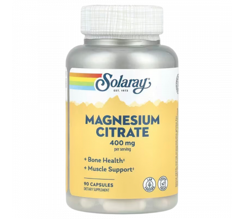 Solaray Магний Цитрат, Magnesium Citrate, 90 капсул
