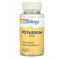 Калий, Potassium, Solaray, 100 вегетарианских капсул