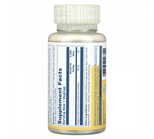 Калий, Potassium, Solaray, 100 вегетарианских капсул