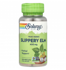 Красный вяз, Solaray Slippery Elm, 100 вегетарианских капсул