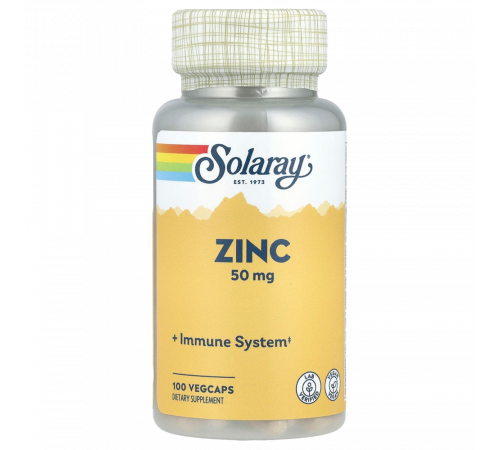 Цинк, Zinc, Solaray, 100 вегетарианских капсул