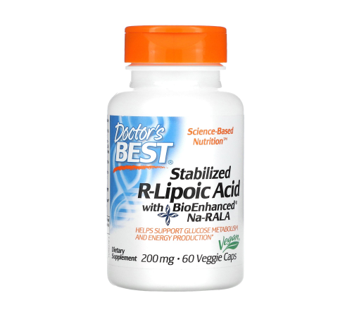 R-липоевая кислота, Stabilized R-Lipoic Acid with BioEnhanced Na-RALA, Doctor's Best, 60 вегетарианских капсул