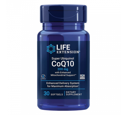 Супер убихинол (CoQ10), Super Ubiquinol CoQ10 With Enhanced Mitochondrial Support, Life Extension, 30 капсул
