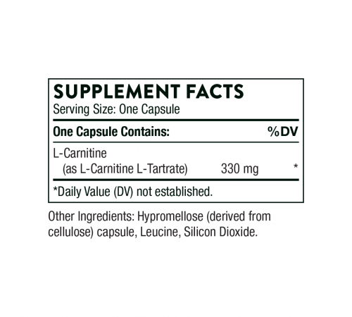 L-Карнитин, L-Carnitine, Thorne, 60 капсул