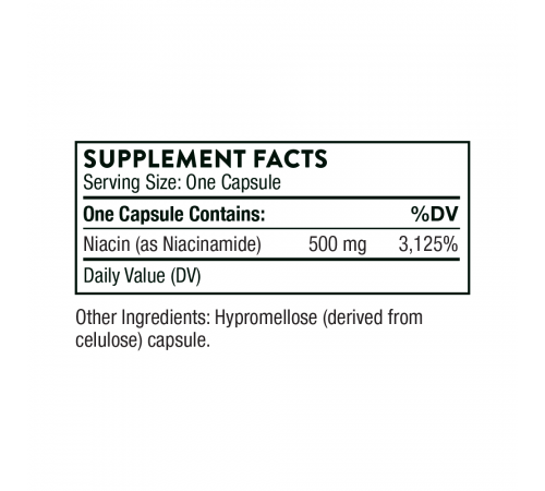 Витамин PP (B3) Ниацинамид, Niacinamide, Thorne, 180 капсул