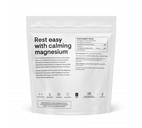 Бисглицинат магния в пакетиках, Magnesium Bisglycinate, Thorne, 30 пакетиков