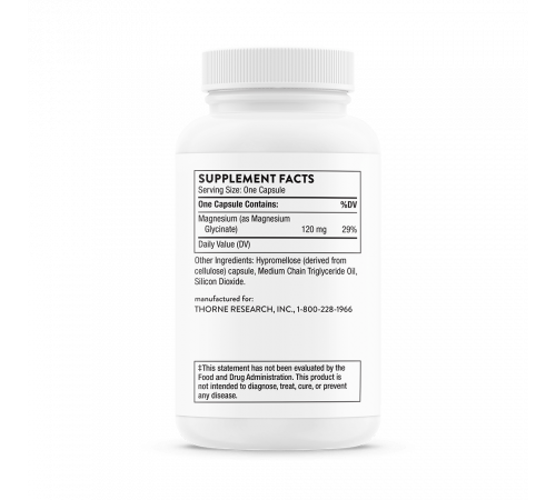 Глицинат магния, Magnesium Glycinate, Thorne, 90 капсул