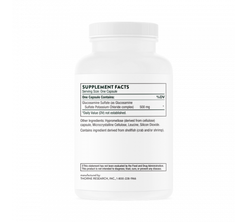 Глюкозамин, Glucosamine Sulfate, Thorne, 180 капсул