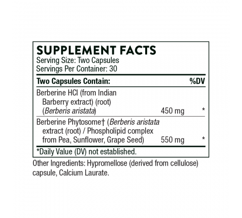Берберин, Berberine Dual Action Formula, Thorne, 60 капсул