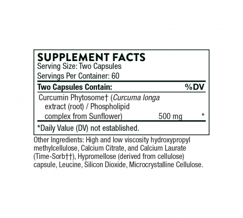 Комплекс с куркумином, Curcumin Phytosome Meriva, Thorne, 120 капсул