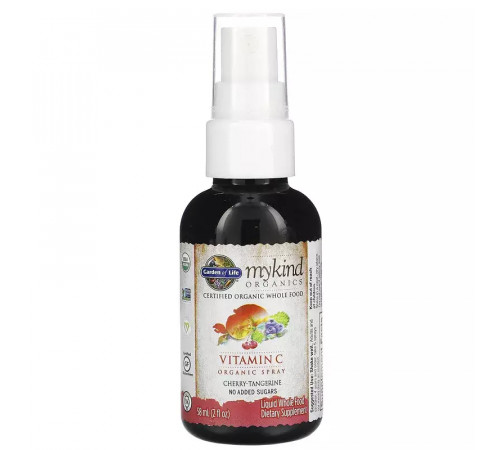 Органический спрей с витамином С вишня и мандарин, MyKind Organics, Garden of Life, 58 мл