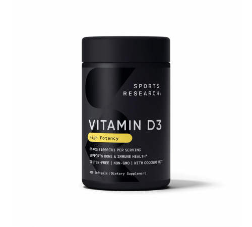 Витамин Д3, Vitamin D3, Sports Research, 360 капсул