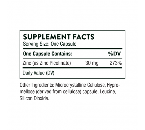 Пиколинат Цинка, Zinc Picolinate, Thorne, 60 капсул